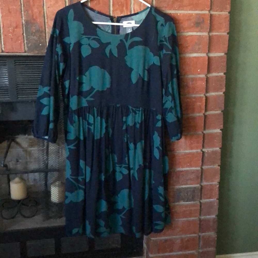 Navy/dk green mini dress w empire waist